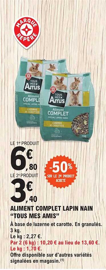 aliment complet lapin nain "tous mes amis"