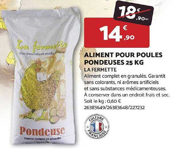 aliment pour poules pondeuses 25 kg la fermette