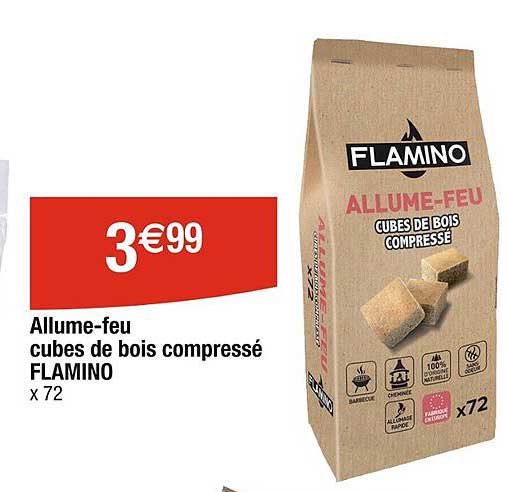 allume-feu cubes de bois compressé flamino