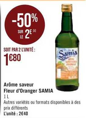 arôme saveur fleur d'oranger samia