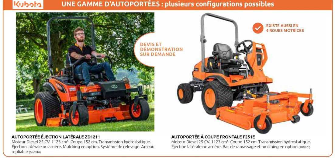 Autoportée éjection Latérale Zd1211, Autoportée à Coupe Frontale F251e