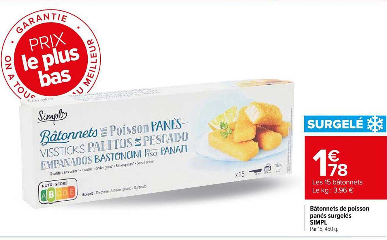 Bâtonnets De Poisson Panés Surgelés Simpl
