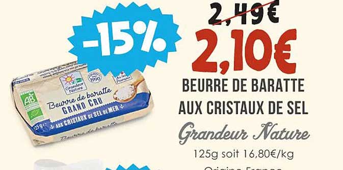 beurre de baratte aux cristaux de sel grandeur nature