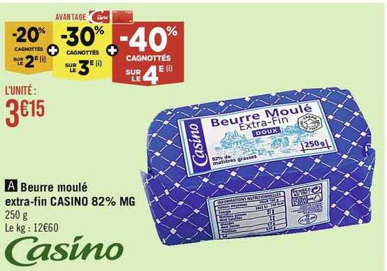 beurre moulé extra-fin casino 82% mg