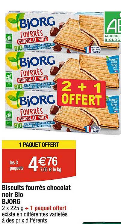 Biscuits Fourrés Chocolat Noir Bio Bjorg