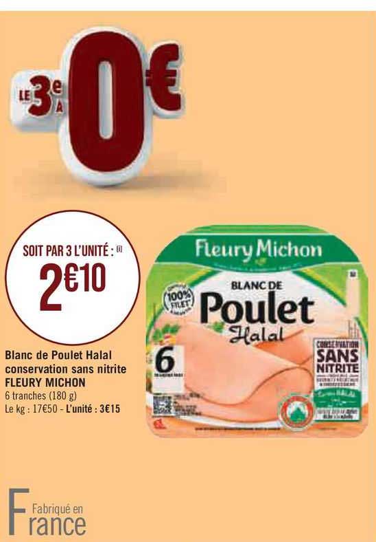 blanc de poulet halal conservations nitrite fleury michon