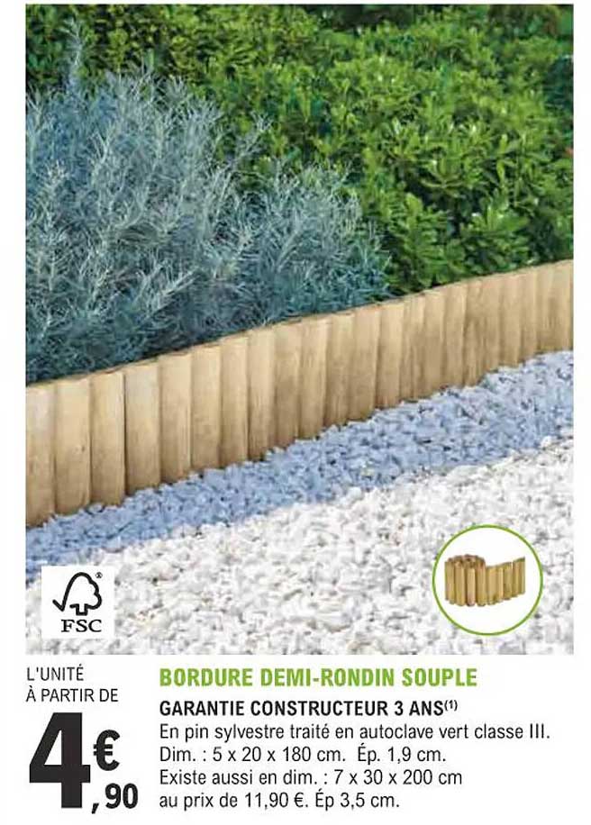 bordure demi-rondin souple