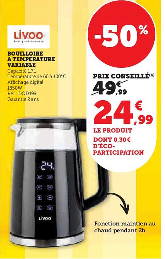 bouilloire à température variable livoo
