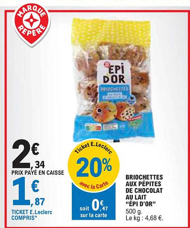 briochettes aux pépites de chocolat au lait "épi d'or"