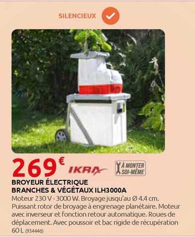 broyeur électrique branches & végétaux ilh3000a ikra