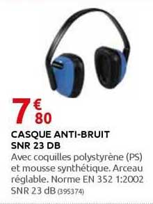 casque anti-bruit snr 23 db