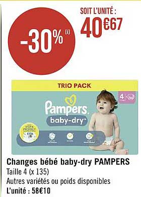 changes bébé baby-dry pampers