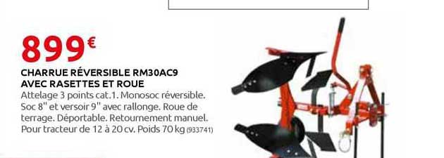 charrue réversible rm30ac9 avec rasettes et roue