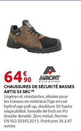 chaussures de sécurité basses artis s3 src