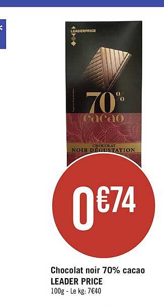 Chocolat Noir 70% Cacao Leader Price
