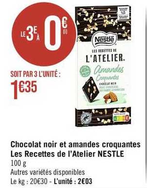 chocolat noir et amandes croquantes les recettes de l'atelier nestlé