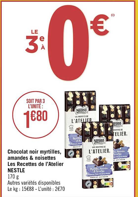 chocolat noir myrtilles, amandes & noisettes les recettes de l'atelier nestle