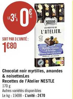 chocolat noir myrtilles, amandes & noisettes les recettes de l'atelier nestlé