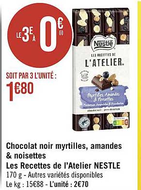 chocolat noir myrtilles, amandes & noisettes les recettes de l'atelier nestlé