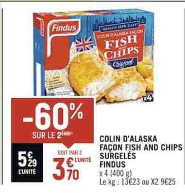 colin d'alaska façon fish and chips surgelés findus