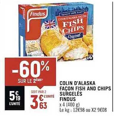 colin d'alaska façon fish and chips surgelés findus