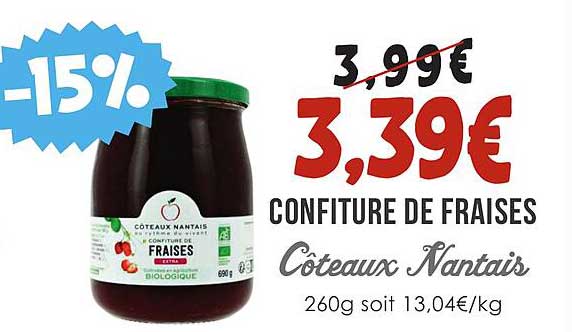 confiture de fraises côteaux nantais