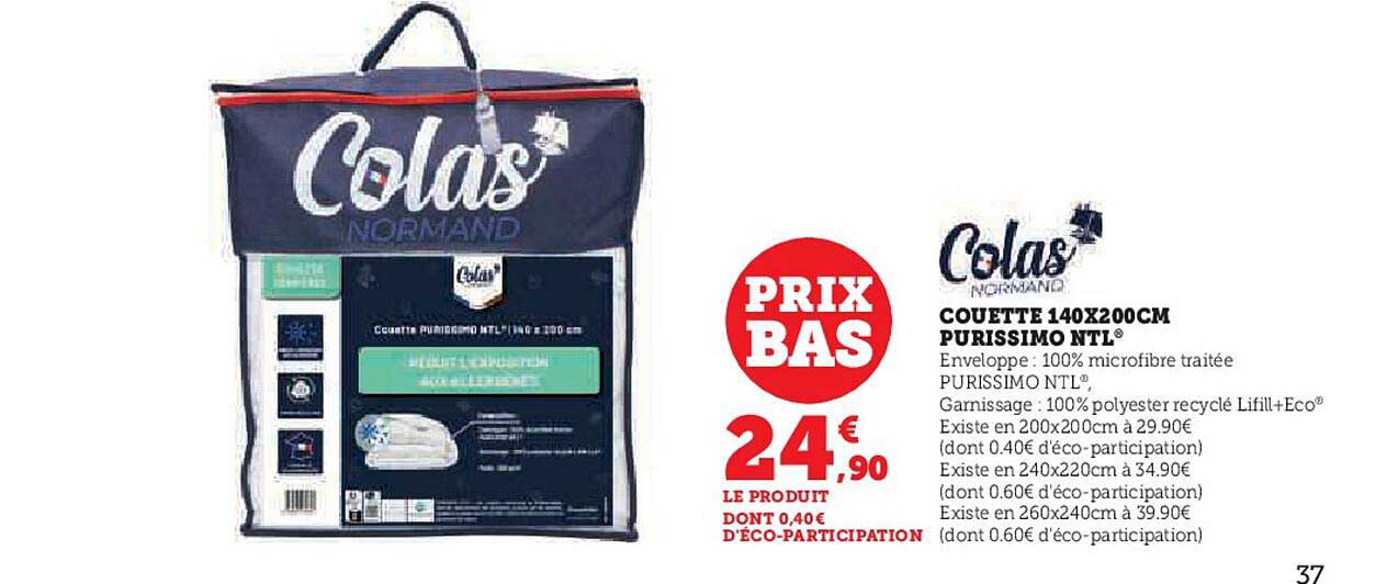 Couette 140 X 200 Cm Purissimo Ntl Colas Normand