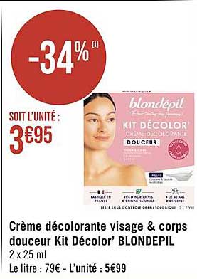 crème décolorante visage & corps douceur kit décolor' blondepil