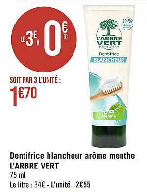 dentifrice blancheur arôme menthe l'arbre vert