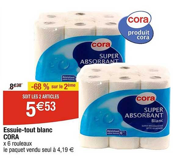 essuie-tout blanc cora