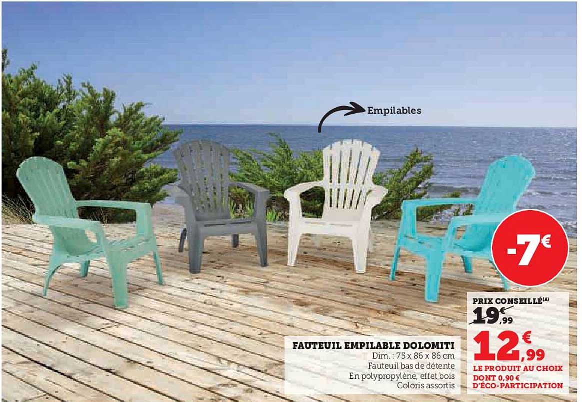 fauteuil empilable dolomiti