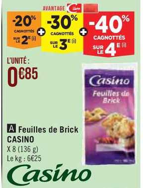 feuilles de brick casino