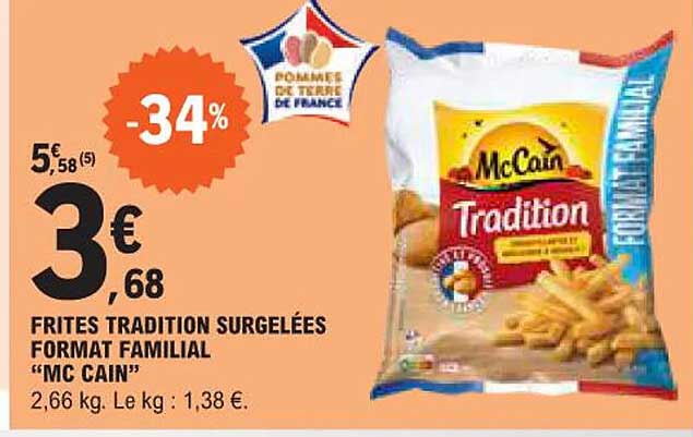 frites tradition surgelées format familial "mc cain"