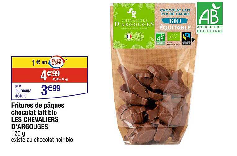 fritures de pâques chocolat lait bio les chevaliers d'argouges
