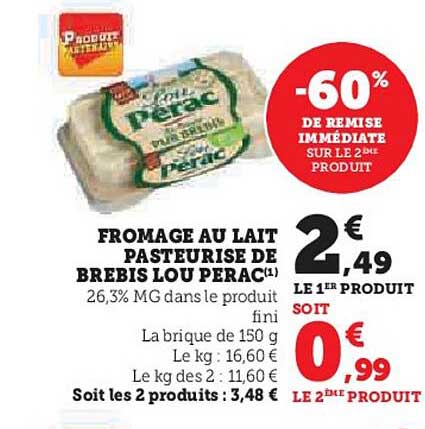 fromage au lait pasteurisé de brebis lou pérac