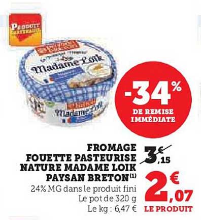 fromage fouetté pasteurisé nature madame loïk paysan breton