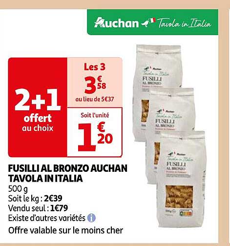 fusilli al bronzo auchan tavola in italia
