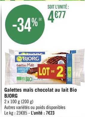 Galettes Maïs Chocolat Au Lait Bio Bjorg