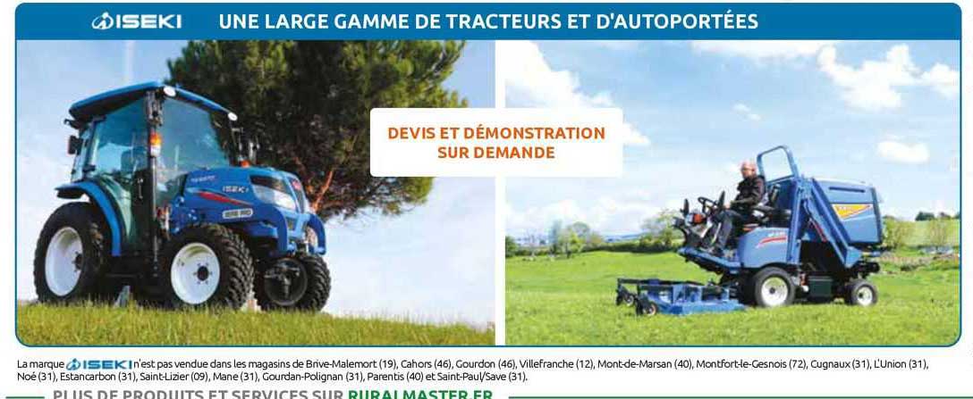 gamme de tracteurs et d'autoportées iseki