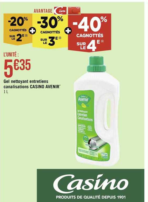 gel nettoyant entretiens canalisation casino avenir