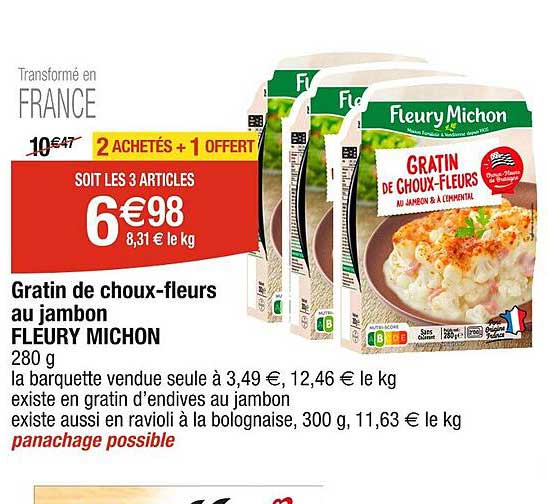 gratin de choux-fleurs au jambon fleury michon