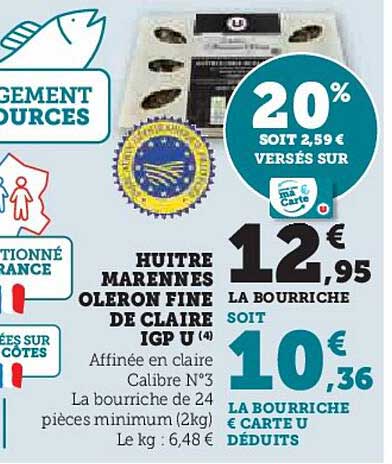 huître marennes oléron fine de claire igp u