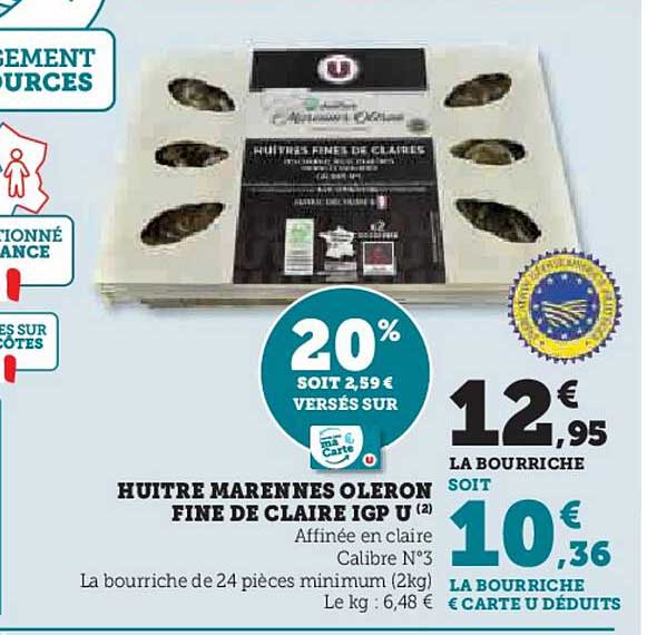 huître marennes oléron fine de claire igp u