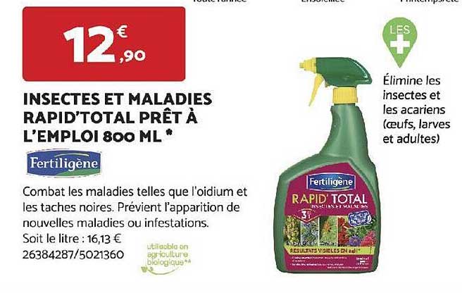 insectes et maladies rapid'total prêt à l'emploie 800 ml fertiligène