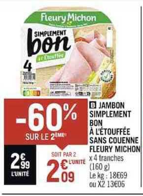 jambon simplement bon à l'étouffée sans couenne fleury michon