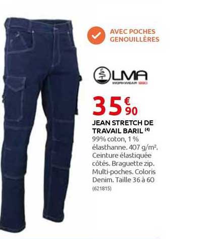 Jean Stretch De Travail Baril Olivia