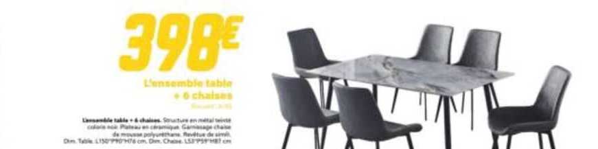 l'ensemble table + 6 chaise