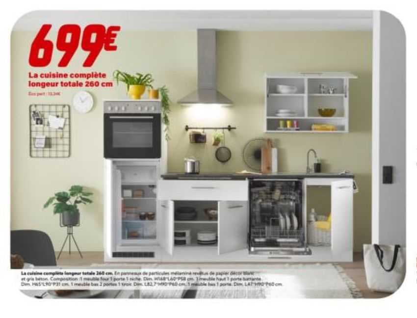 la cuisine complète longeur totale 260 cm