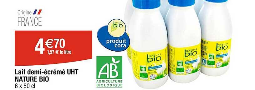 lait demi-écrémé uht nature bio