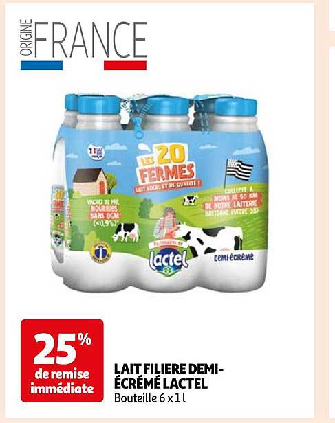 lait  filière demi-écrémé lactel
